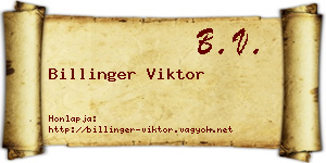 Billinger Viktor névjegykártya